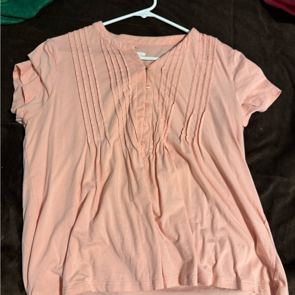 Lands' End Peach Pleated Blouse